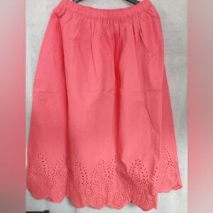 Ricki's Eyelet Long Summer Skirt Coral Pink Large